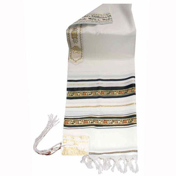 Wool Tallit with Decorative Ribbon Style # 1