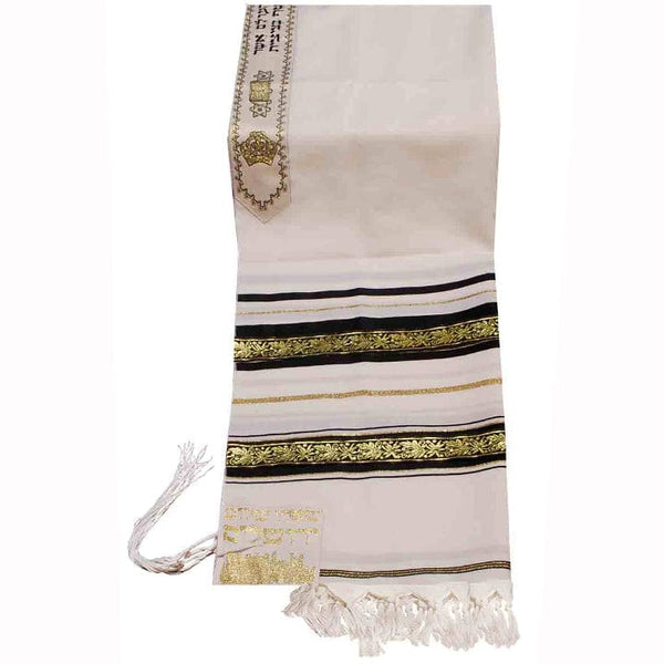 Wool Tallit with Decorative Ribbon Style # 6