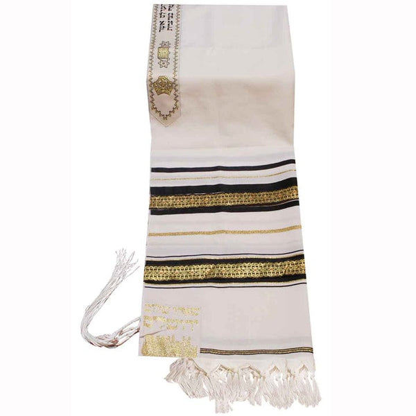 Wool Tallit with Decorative Ribbon Style # 8