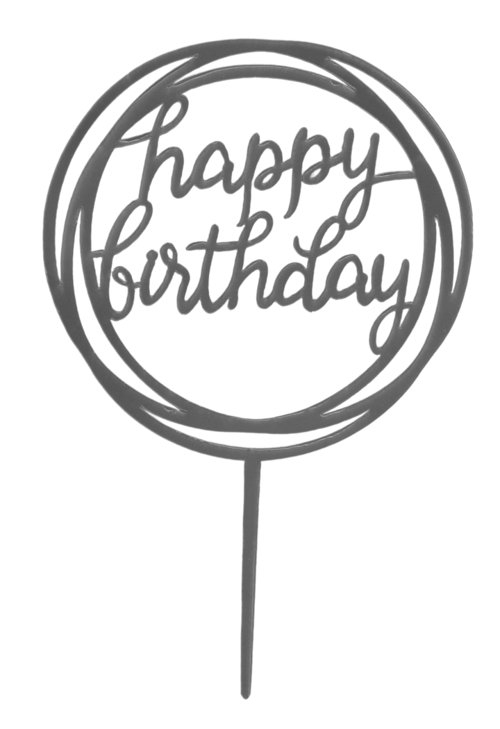 Silver Happy Birthday Cake Topper 4"x6"-0