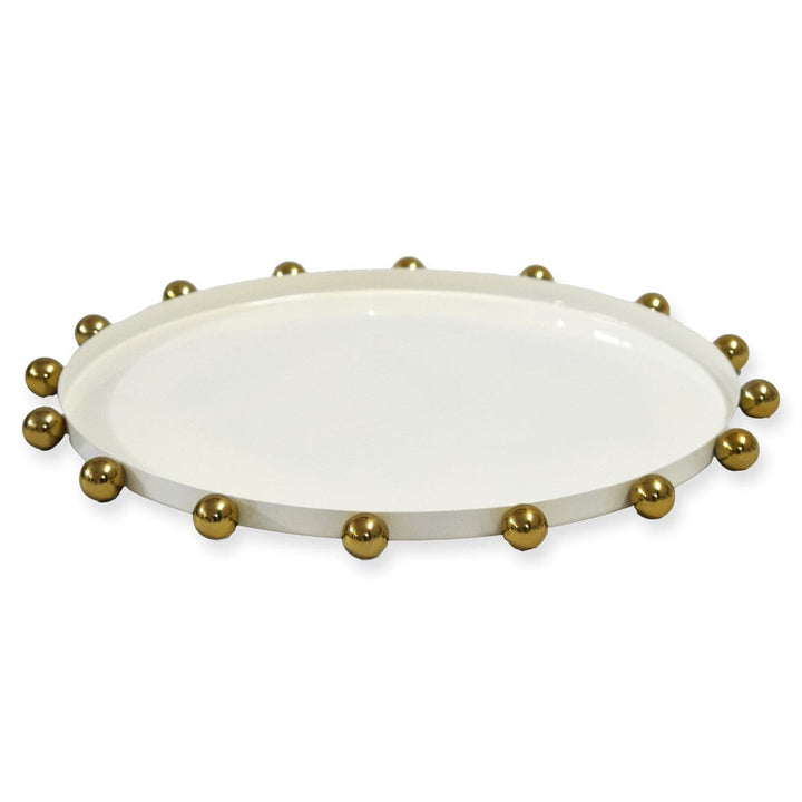 Temari White/gold Nut Bowl 6"-1