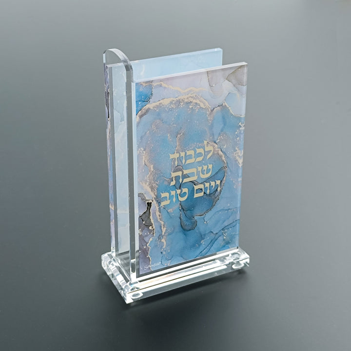 Acrylic Match Box with Blue Gold Marble Design  4.75"x2.75"-0