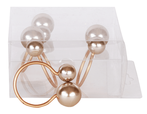 Gold & Peach Pearls Napkin Ring set of 4/pvc box,-0