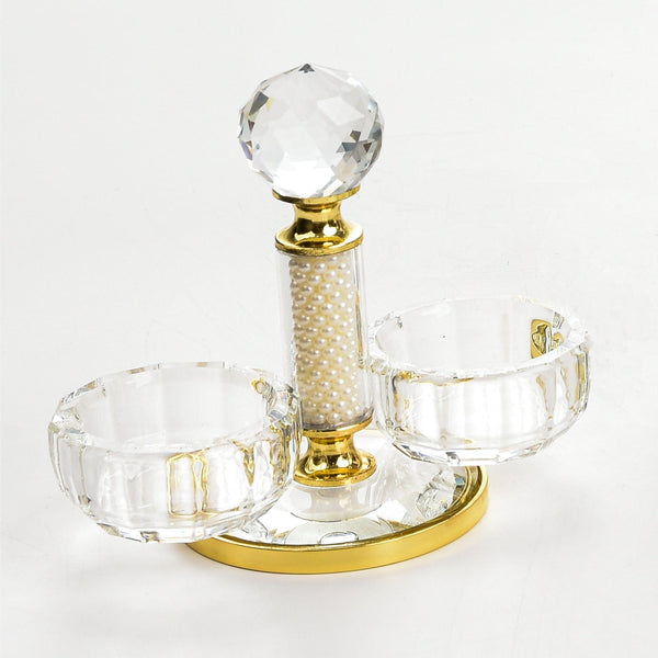 Crystal Salt Holder - Gold Plated with Pearls-0