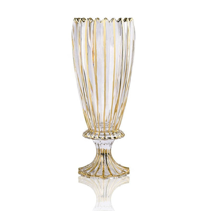 crystal Vase With Gold Striped Design 11"-0