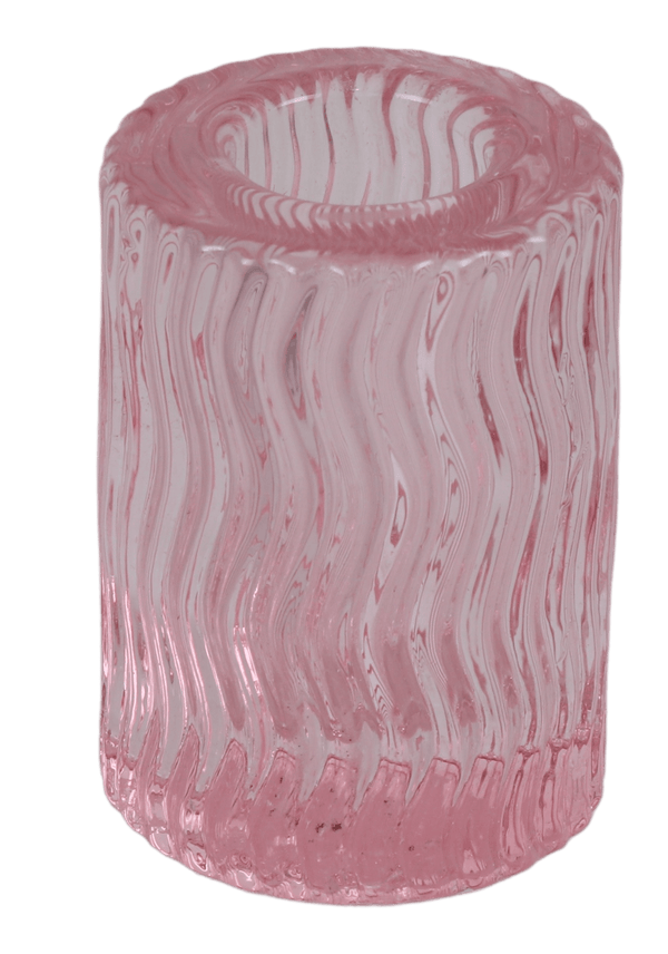 Pink Wavy Crystal Candlestick 2"-0