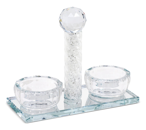 Crystal Salt Holder - Siwrls White Filling 5.5"-0