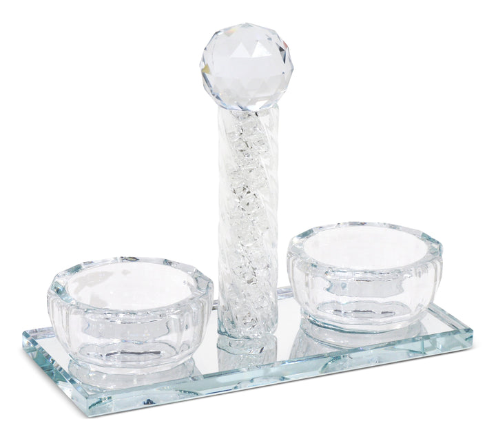 Crystal Salt Holder - Siwrls White Filling 5.5"-0