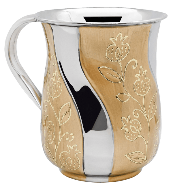 Stainless Steel Washing Cup  -  Gold & Floral-0