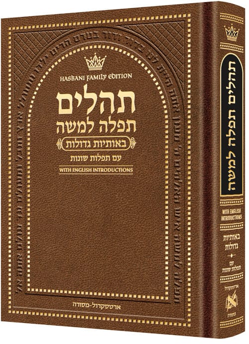 Hebrew only, large type tehillim with english introductions pocket size brown-0