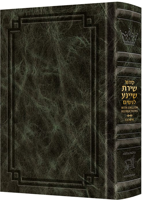 All hebrew women's siddur with english instructions - signature leather green-0