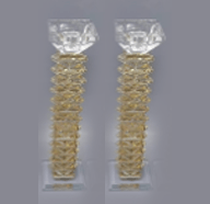 Set of 2 Crystal Candlesticks with Gold 10"H-0