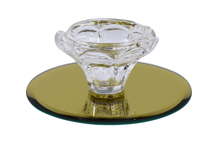 One Crystal Candle Holder with Gold Base-  4"-0