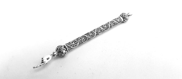 Small Yad Torah Pointer, Jewish Wedding gift, Judaica Gift, Yemenite Filigree Art, Sterling Silver, Handmade In Israel, Model 131