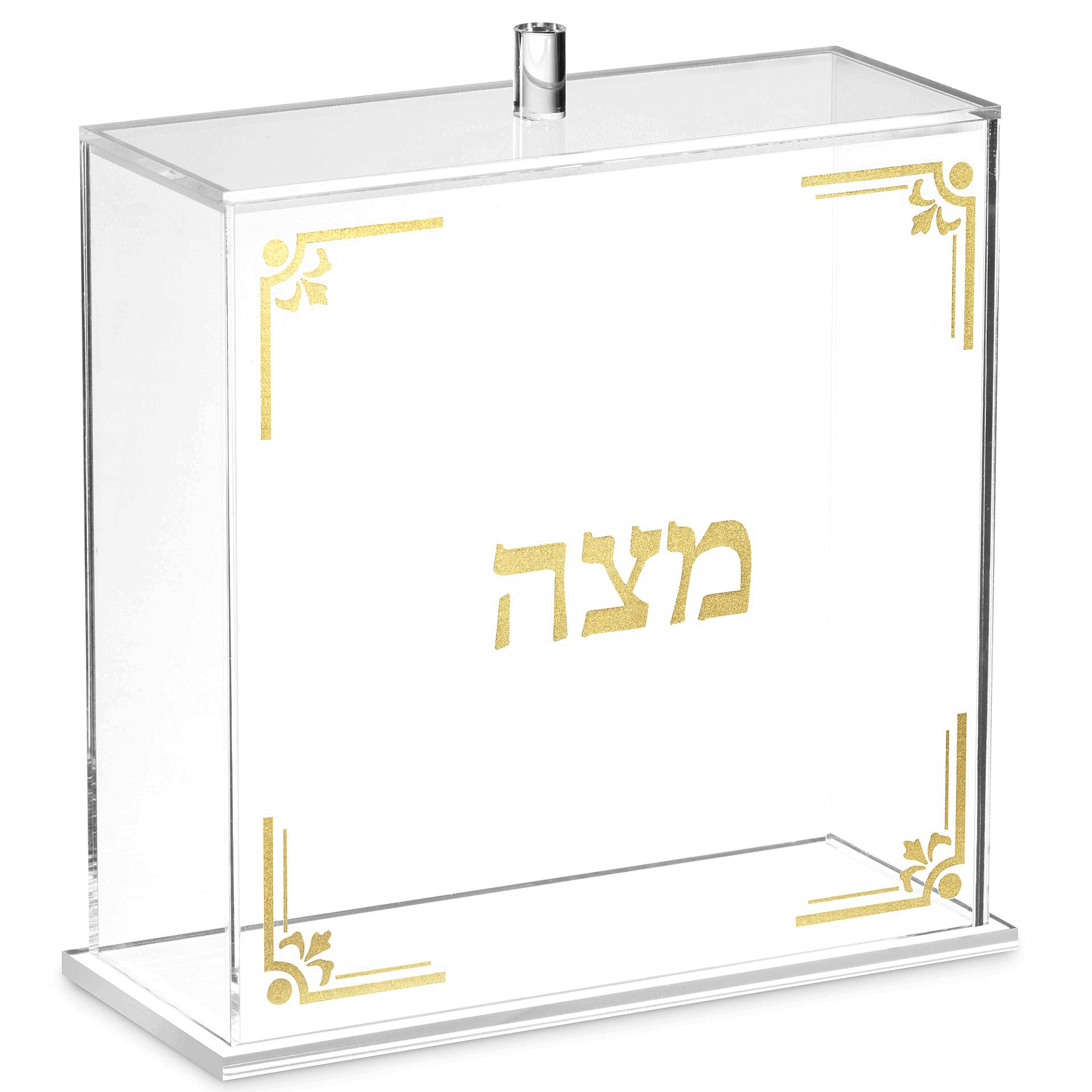 Acrylic Matzah Box Square Gold Design – ahuva.com
