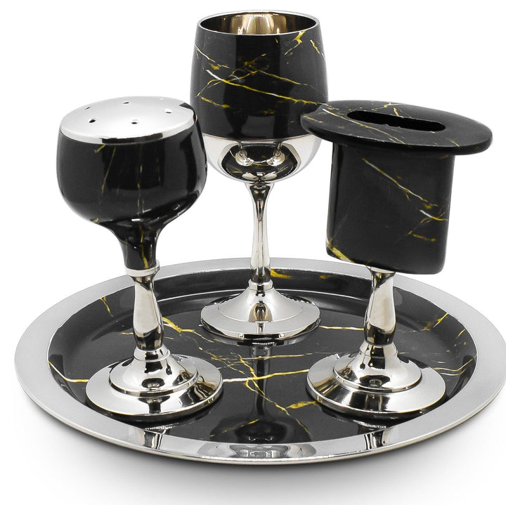 Aluminum Havdalah Set Black & Gold-0