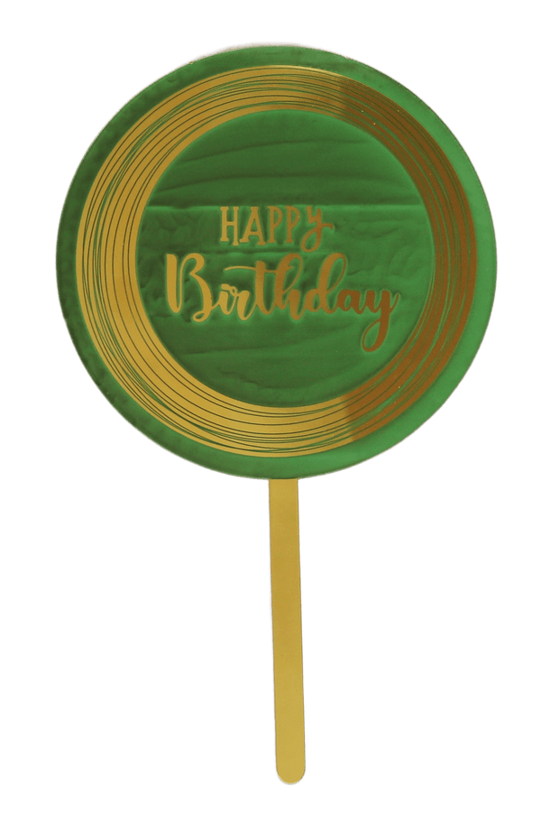 Green & Gold Happy Birthday Cake Topper-0