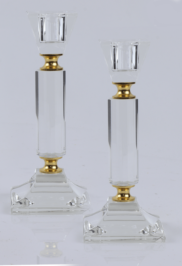 Set of 2 Crystal Candle Holders 6"H-0