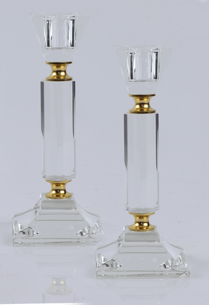 Set of 2 Crystal Candle Holders 6"H-0