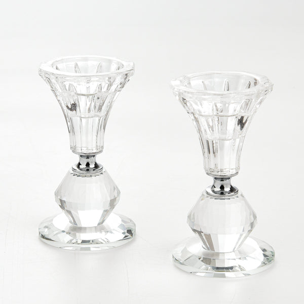 Set of 2 Crystal Candlesticks 4"-0