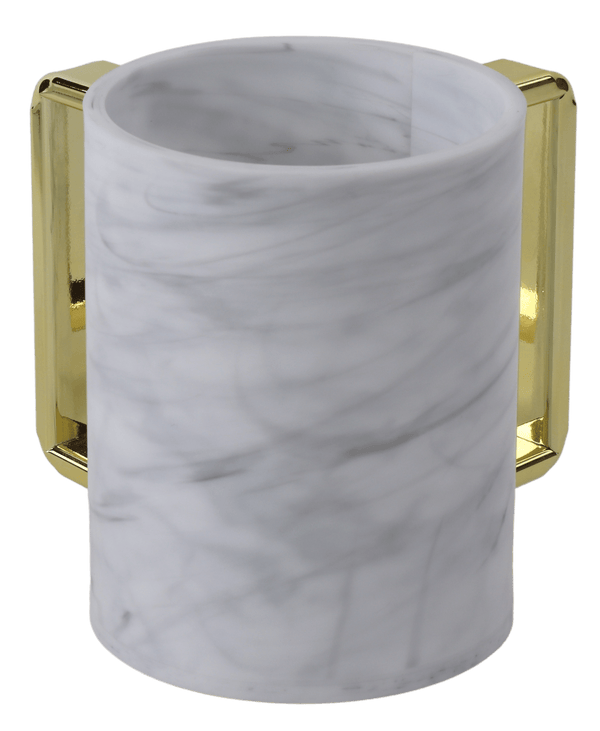 Acrylic Marble Washing Cup with Gold Handles-0