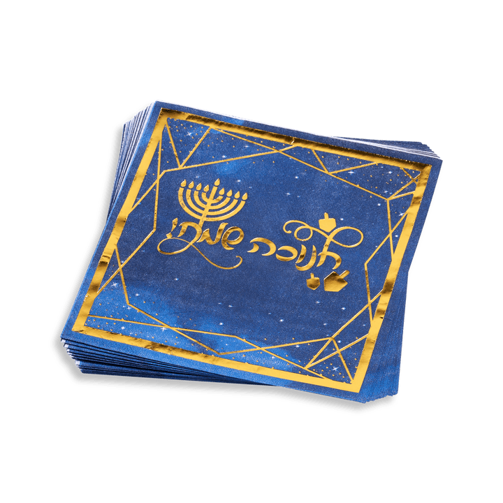 Happy Hanukkah paper napkin with gold lettering 16 pc-0