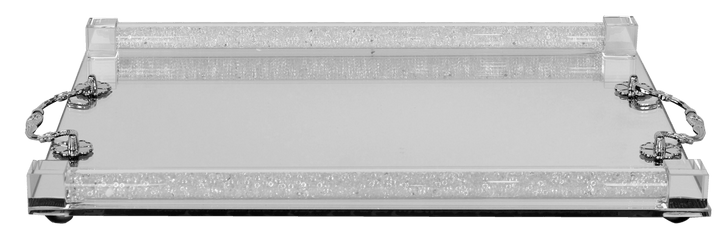 Crystal Mirror Tray Silver Handles X large 14x18"-0