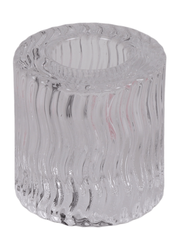 Clear Wavy Crystal Candlestick 2"-0