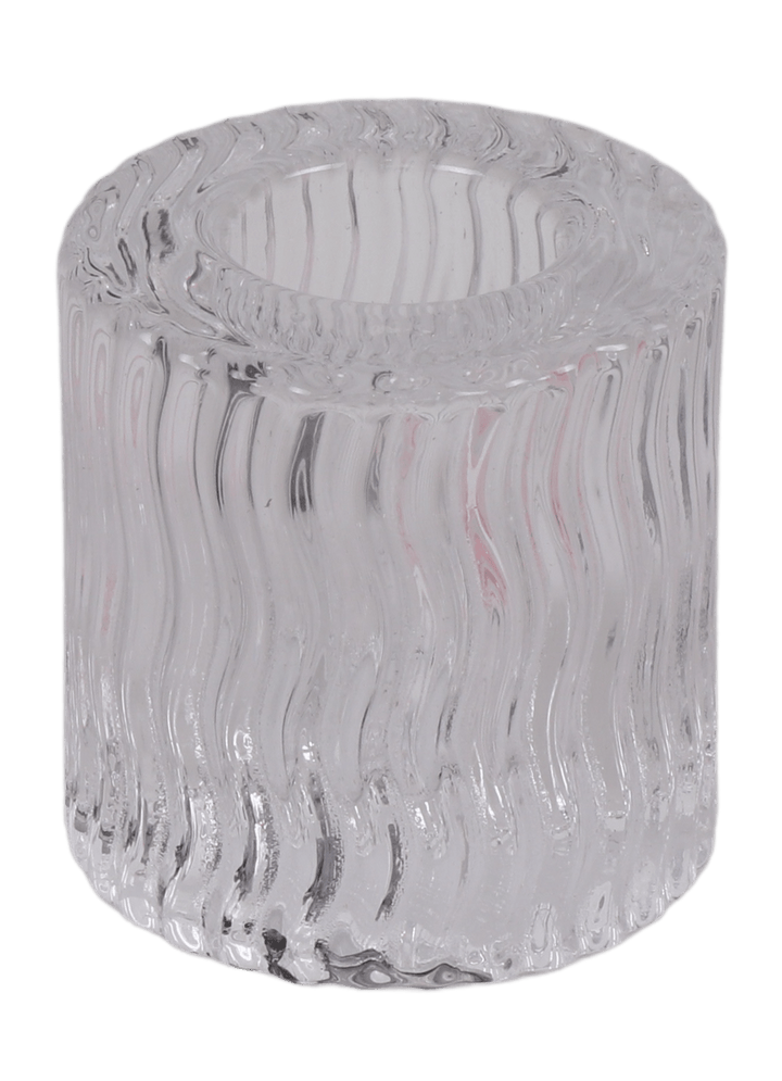 Clear Wavy Crystal Candlestick 2"-0