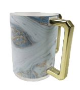 Acrylic Washing Cup - Blue Marble color- Gold Handles-0