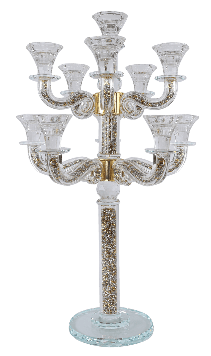 Crystal Candelabra Gold Crystal Filing 11 Branch 24"H-0