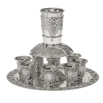 Silver Plated 8 cup Wine Fountain Grape Design