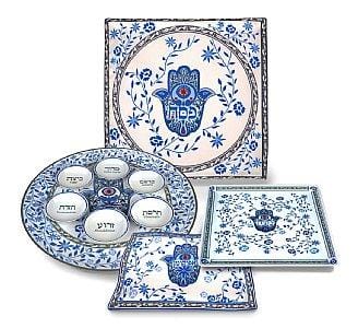 10 Piece Passover Seder Set Blue Hamsa Collection by Jessica Sporn 