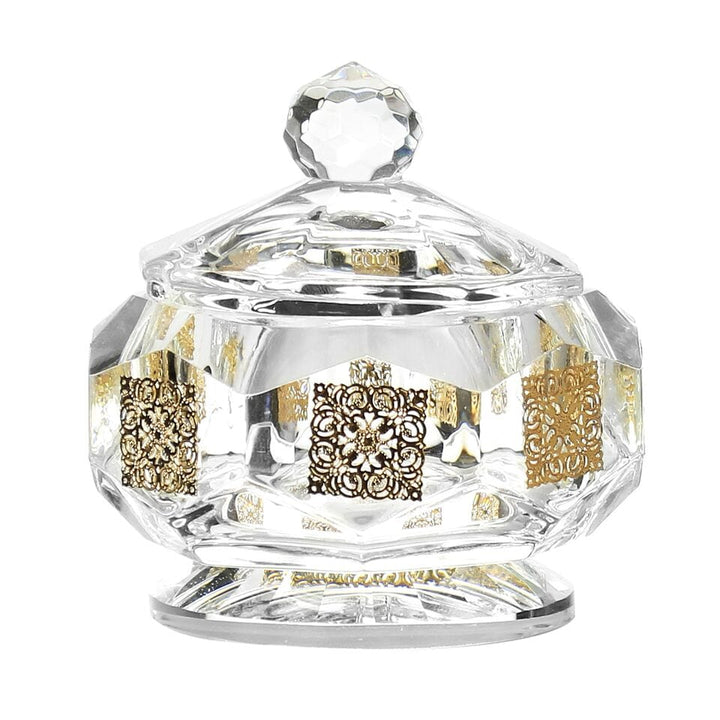 Crystal Dish Octagon Shape Gold Cubes 3x3"-0