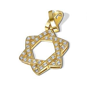 14K Gold/Silver Star Necklace with CZ's 