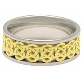 14K White Gold Ring Band - Israeli Weave Pattern 