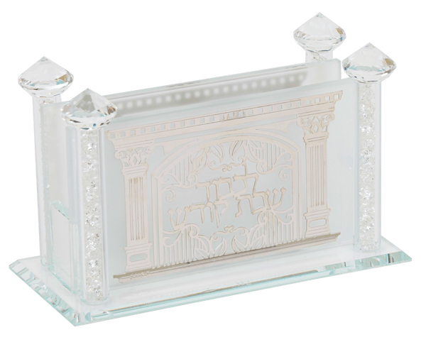 Matt Crystal Match Box With Silver Lekavod Shabbat 5.14x2.58x3.14"-0