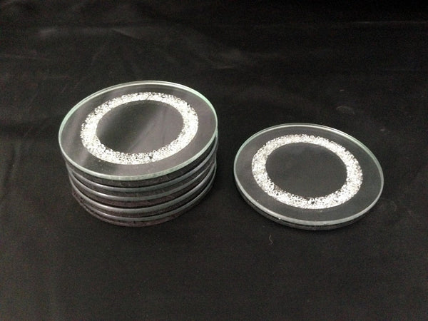 Set Of 6 Round Mirror Coasters-0