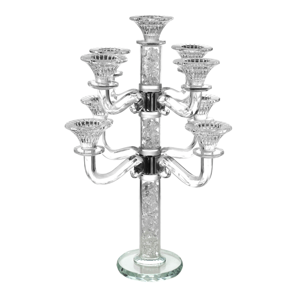 Crystal Candelabra Broken Glass 9 Branch 18"H-0