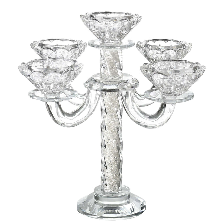 5 Branch candlestick crystal Curled 8.5 "-0
