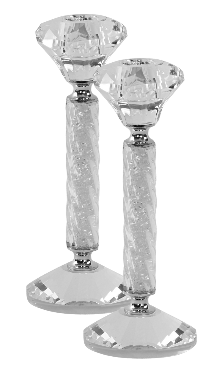 Candlesticks Crystal And Silver 7"-0