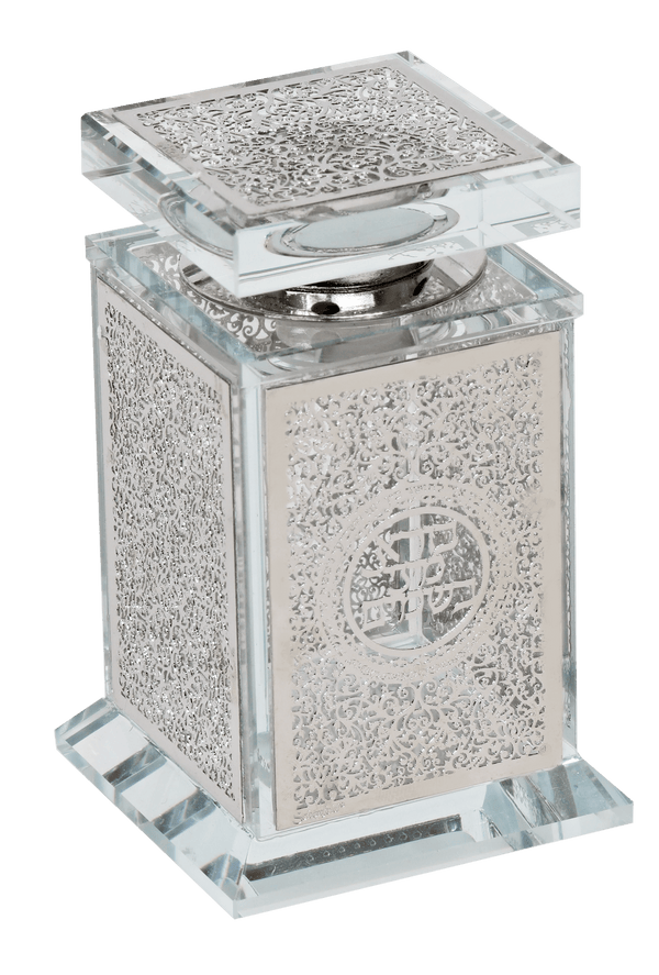 Crystal Besomim Holder With Silver Plate 2x2x4"-0