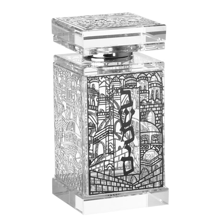 Besomim Holder Crystal With Jerusalem Silver 4x2x2"-0