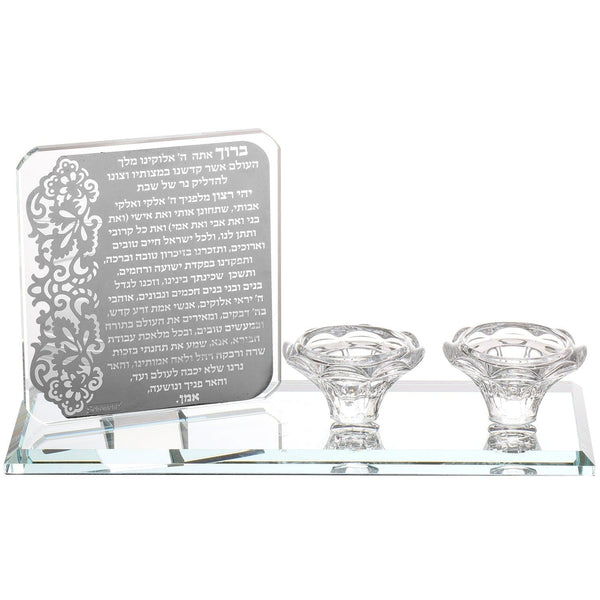 Crystal Candle Holder With Hadlakat Neroth Prayer-0
