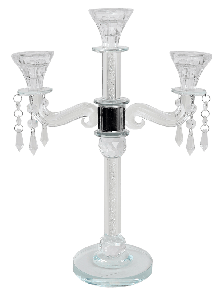 Crystal Candelabra With Broken Glass 3 Branch 15"-0