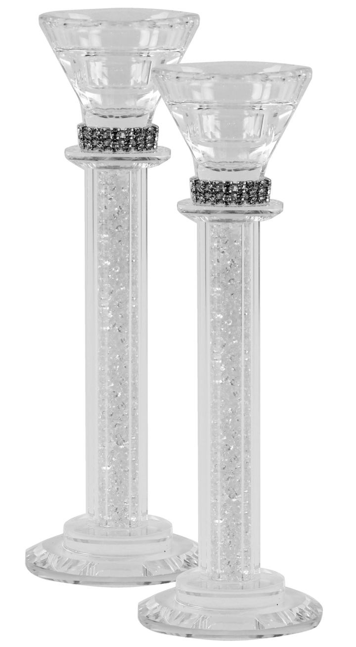 Crystal Candlesticks with Clear Crystal Filling 7.5"-0