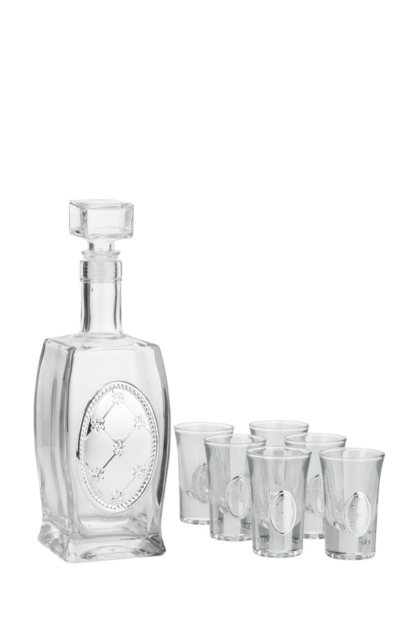 Liquor Set Bottle + 6 Cups Chess Silver-0