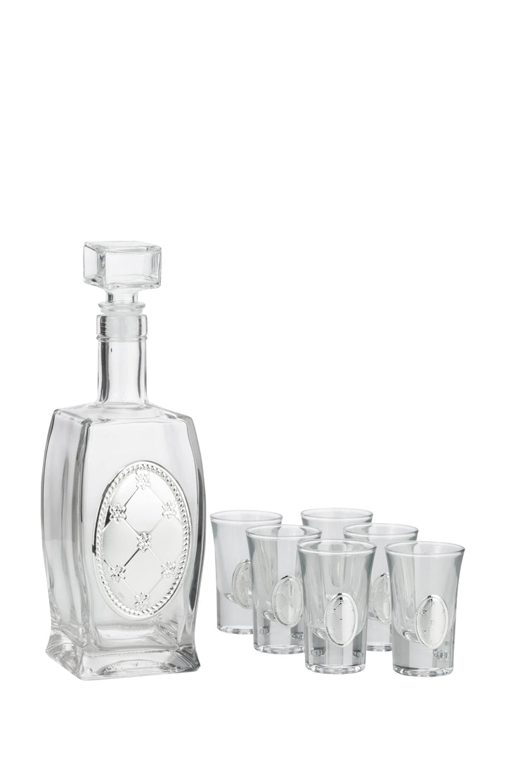 Liquor Set Bottle + 6 Cups Chess Silver-0