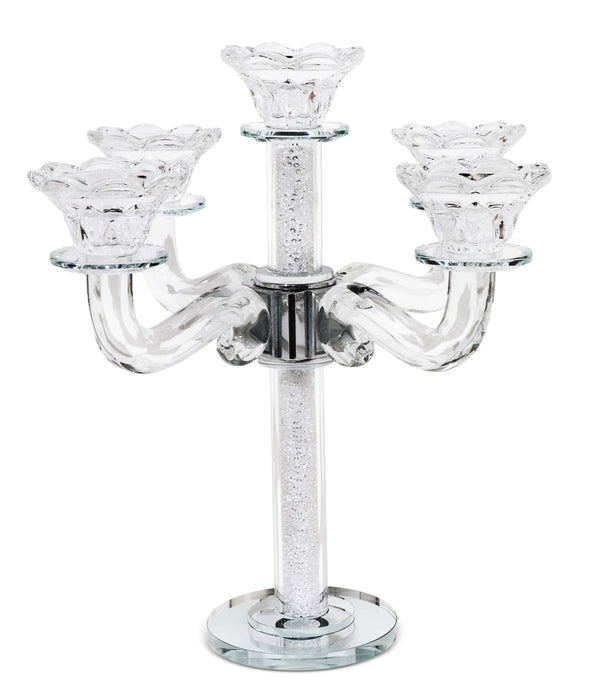 Crystal Candelabra 5 Branches Clear Filling 11"-0
