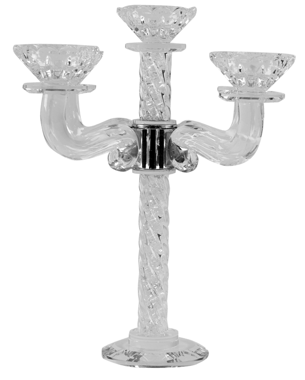 Crystal Candelabra 5 With Light Silver Stones 11"H-0